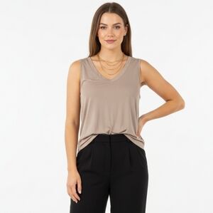 Zenana Taupe Butery Soft Stretch V-Neck Tunic Tank Top